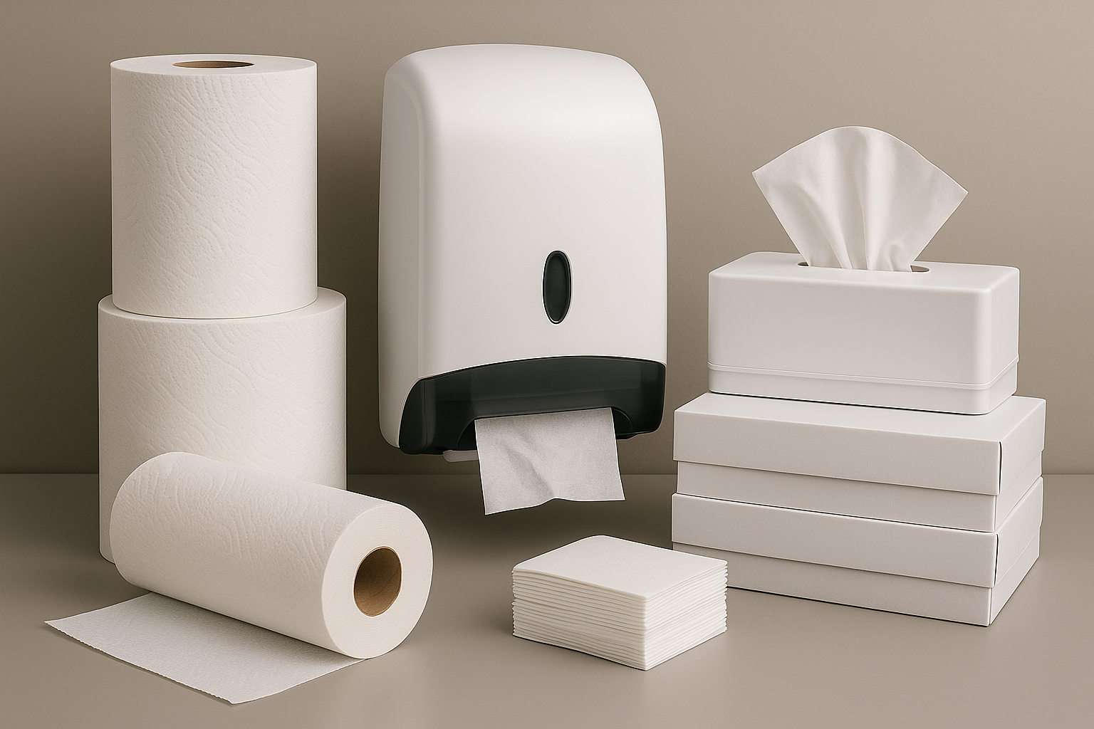 Paper towels tissue and dispensers